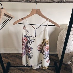 White Floral Tank Top